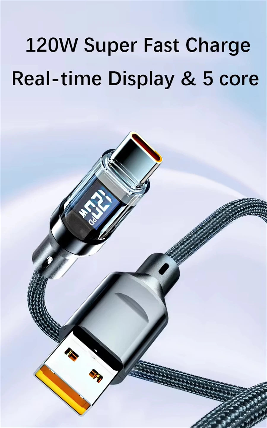 Câble USB-C LED 120W – Charge ultra-rapide & transfert de données